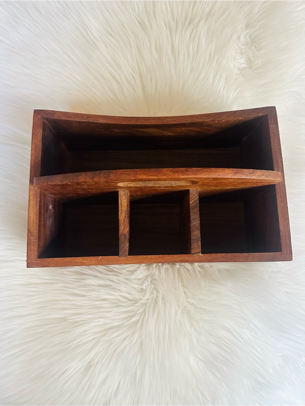 Crate&Barrel Wooden Caddy Organizer - Brown - Picture 2 of 8